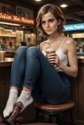 ai_generated emma_watson footjob harry_potter hermione_granger restaurant socks