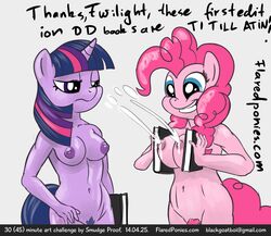 30_minute_art_challenge anthro anthrofied breasts duo equine female friendship_is_magic horn horse lactation mammal my_little_pony nipples nude pinkie_pie_(mlp) pony sketch smudge_proof straight_hair twilight_sparkle_(mlp) unicorn