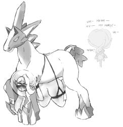 absurd_res ambiguous_gender anthro belly_riding bound calyrex english_text equid equine female female_penetrated feral feral_penetrating feral_penetrating_human generation_8_pokemon glastrier group gym_leader hi_res human human_on_feral human_penetrated interspecies legendary_pokemon male male/female male_penetrating male_penetrating_female male_pokemon/female_human mammal melony_(pokemon) monochrome nintendo penetration pinkmelonsfw pokemon pokemon_(species) pokephilia sex simple_background text trio white_background zoophilia