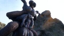 3d deepthroat female_sangheili futanari guta_(halo) halo_(series) hyper_breasts hyper_penis male_on_futa runn1non sangheili standing_sex