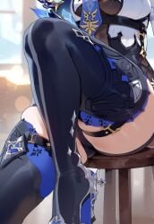 1girls ai_generated eula_(genshin_impact) genshin_impact high_heels solo thick_thighs thighhighs thighs