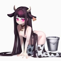 ai_generated cow_print lactation original_character red_eyes