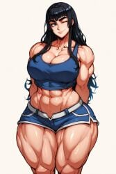 1girl 1girls abs ai_generated alternate_muscle_size biceps big_eyes bodybuilder breasts broad_shoulders cleavage collarbone cute diettcolaa female groin_tendon kill_la_kill kiryuuin_satsuki large_breasts long_hair midriff muscular muscular_female obliques one_eye_closed pale_skin pectorals serious simple_background skindentation solid_background source_anime t-shirt thick_arms thick_eyesbrows thick_thighs thong toned toned_female triceps upper_body v-taper vector_trace white_background white_thong wide_hips wink winking winking_at_viewer