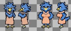 accurate_art_style anthro avian berdlys_mom bird blue_body breasts clothed clothing comparing deltarune female pixel_art pixelated sprite sprite_art sprite_sheet suicidalpixel tight_clothing undertale undertale_(10th_anniversary_stream) undertale_(series)