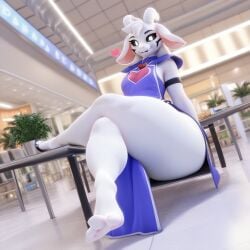 ai_generated asriel_dreemurr asriel_dreemurr_(god_form) feet girly thick_ass thick_thighs