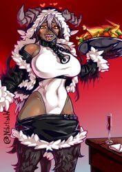 1girls claw dark-skinned_female dark_skin demon dinner draw drawing female female_only fur gemderbend horns horny_female imminent_sex inminent_rape krampus krampus_(monster_girls_encyclopedia) monster_girl monster_girl_encyclopedia nihilishn no_dialogue no_nipples no_nude no_sex rule_63