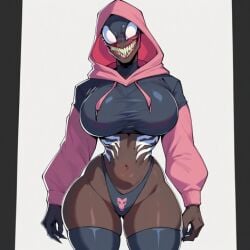 ai_art ai_generated black_girl saucy_trove thick_thighs thong venom_(marvel)