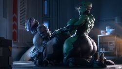 3d female_spartan_(halo) futa_on_female futanari halo_(series) runn1non spartan_(halo) threesome