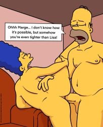 1boy 1girls 20th_century_fox 20th_century_studios anal anal_sex ass bald bald_man balls belly blue_hair canon_couple closed_eyes couch dialogue duo fat fat_man female fucked_silly genitals homer_simpson human human_on_human husband_and_wife indoors leg_up lockandlewd male male/female male_nipples marge_simpson milf moobs nipples nude nude_female nude_male open_mouth orgasm orgasm_face overweight overweight_male penis penis_in_anus sex straight straight_sex the_simpsons yellow_skin