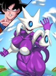 1boy1girl above_view alien alien_girl alien_humanoid angry angry_expression angry_face armor ass awe background bare_ass bare_midriff bare_thighs battle big_ass big_thighs breasts buff cleavage cooler_(dragon_ball) crossgender dragon_ball dragon_ball_z eye_contact female female_focus flying frieza_race full_body genderswap genderswap_(mtf) goku hairless_pussy huge_ass huge_breasts imminent_sex large_breasts looking_at_partner mature mature_female mertius milf_body muscular muscular_female muscular_male navel navel_line nervous nervous_face nervous_sweat no_panties painted_nails pose purple_body pussy rule_63 shiny shiny_skin son_goku strong_woman sweat sweatdrop thick_thighs thighs voluptuous voluptuous_female wide_hips