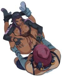 1futa 1girls barely_clothed beanie big_ass big_breasts big_penis blue_hair bottomless braid breasts_out clothed dark-skinned_female dark_skin exposed_breasts flexible flhour futanari gloves hands_on_ass headphones insertion jacket kiriko_(overwatch) legs_up light-skinned_futanari light_skin long_hair missionary missionary_position nude open_clothes overwatch pants_down partially_clothed pretzel_position purple_hair pussy pussy_lips shaved_pussy short_hair sombra thick_thighs vaginal_penetration wide_hips