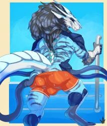 absurd_res aerusan anthro anus aquatic_dragon ass bondage diving dragon drenched dripping grin hi_res male male_only marine mythological_creature mythological_scalie mythology pool roleplay saybin_iacere scalie smile smirk soaking solo stealing suggestive swimming teasing tentacle thedinosaurmann water