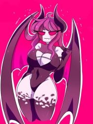 big_breasts friday_night_funkin friday_night_funkin_mod huge_breasts huge_thighs mid-fight_masses pink_eyes pink_hair sarvente_(demon_form) sarvente_(dokki.doodlez) thighs