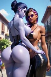 2girls ai_generated huge_ass huge_breasts overwatch overwatch_2 seductive sombra thighs widowmaker