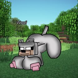 background big_ass big_breasts canine cross_eyed dog female feral minecraft tagme tail text wolf_(minecraft) wolf_ears wolf_girl