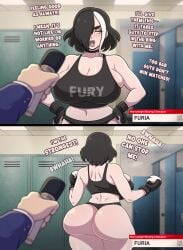 big_ass big_breasts boxer bubble_butt english_text furanh furia_(furanh) goth goth_girl huge_ass huge_breasts massive_butt meme multicolored_hair nipples_visible_through_clothing original original_character plump_ass puffy_lips sequence tagme text thick_thighs