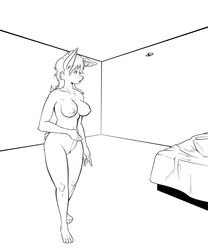anthro areola big_breasts breasts dawmino female fur growth hair lagomorph mammal nipples nude plain_background pregnant rabbit sequence solo white_background