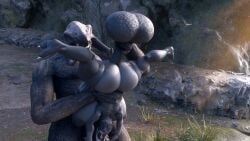 3d deepthroat female_sangheili futanari guta_(halo) halo_(series) hyper_breasts hyper_penis male_on_futa runn1non sangheili standing_sex