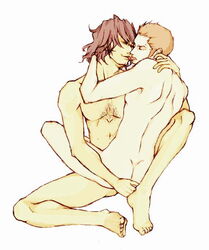 2boys al_cid anal balthier body_hair final_fantasy final_fantasy_xii gay holding_ass holding_each_other kissing male male_only multiple_boys nude sex simple_background sitting tongue_out white_background yaoi