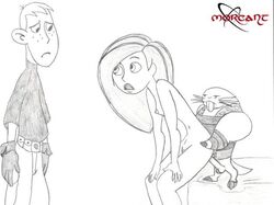 anthro bestiality black_and_white disney female furry human kim_possible kimberly_ann_possible male monochrome morcant naked_mole_rat nipples ron_stoppable rufus_3000 sex sketch straight straight_hair teen_boy teen_girl uncolored