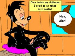 anthro canine disney dog fur furry furry_only goof_troop indoors male male_only max_goof mouseboy nude penis sitting solo tagme text