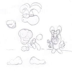 balls black_and_white erection first_porn_of_franchise holding_penis monochrome penis rabbid rabbit raving_rabbids rayman rayman_(series) sketch ubisoft video_games white_background