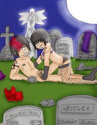 1boy 1boy1girl 1girls 2000s clothed_female female fingerless_gloves gloves goth graveyard henrietta_biggle male male/female net_stockings night nude nude_male nude_male_clothed_female pentagram pete_thelman south_park stockings straight tattoo upside_down_cross