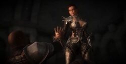 1boy 1girls big_breasts boobs breasts dawnguard dominatrix elder_scrolls fantasy female gothic imperial isran isran_(skyrim) male redguard skyrim vampire vampire_girl vampire_hunter