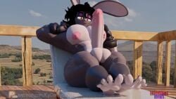 1boy 3d animated anthro anus big_balls big_pecs big_penis breasts cydennis2 cyds2 d_(cyds2) dennis_(cyds2) feet femboy fingerless_gloves foreplay huge_cock lagomorph leporid male male_only mammal mp4 muscular on_back penis rabbit red_eyes showing_ass showing_off solo solo_male sound tagme throbbing_penis twerking video