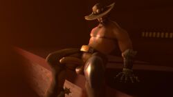 cole_cassidy cowboy_hat dissenter3d male_focus male_only overwatch overwatch_2 penis presenting solo undressing