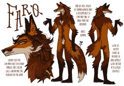 animal_genitalia anthro arm_tuft balls black_body black_fur brown_hair canid canine canine_genitalia cheek_tuft elbow_tuft english_text facial_tuft fox fully_sheathed fur genitals hair half-closed_eyes hi_res jariloxe male mammal model_sheet mullet narrowed_eyes nude orange_body orange_fur plantigrade sheath simple_background smile solo stubble tan_body tan_fur text tuft