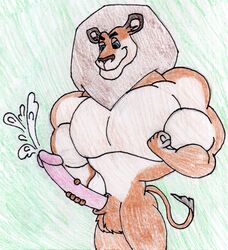 alakay_alex anthro dreamworks erection feline furry lion madagascar_(series) male male_only mammal masturbation muscles penis solo wish-granter