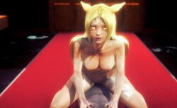 3d blonde_female blonde_hair blonde_hair_female breasts cat_ears cat_girl cat_humanoid catgirl cowgirl_position final_fantasy final_fantasy_xiv golden_eyes looking_at_viewer makeup male/female miqo'te naked naked_female nude nude_female on_top penis_in_pussy riaykuras_playground sex ultraviira_donnerauge vaginal_sex warrior_of_light_(final_fantasy_xiv)