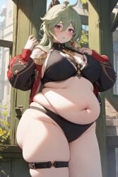 1female 1girls ai_generated bbw belly big_belly breasts chubby chubby_female collei_(genshin_impact) exposed_belly exposed_belly_button exposed_fat_belly fat fat_female fat_girl fat_woman female female_focus female_only genshin_impact green_hair green_hair_female hoyoverse light-skinned_female light_skin mihoyo mihoyo_technology_(shanghai)_co._ltd. obese obese_female overweight overweight_female solo solo_female solo_focus sumeru_girls thick_thighs thighs wide_hips