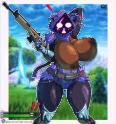 1girls averag3artist18 big_breasts cameltoe dark-skinned_female dark_skin female female_focus female_only fortnite fortnite:_battle_royale large_breasts pubic_hair pussy raven_team_leader solo solo_female solo_focus thick_thighs wide_hips wide_thighs