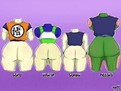 4boys ass ass_comparison ass_size_chart big_ass big_butt bottomless butt fat_ass fat_butt green_skin hassdr4w huge_ass huge_butt male male_only piccolo shounen_jump son_gohan son_gohan_(young) son_goku text thick_ass thick_butt vegeta