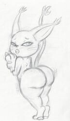 anthro ass bandai_namco big_ass big_ears blush digimon digimon_(species) domestic_cat felid feline felis female fur gatomon gloves huge_ass mammal monochrome open_mouth shortstack sketch solo tail takeshi1000 thick_thighs