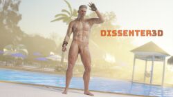 dbd dead_by_daylight dissenter3d male_focus male_only nude outdoors pool silver_hair tattoo vittorio_toscano