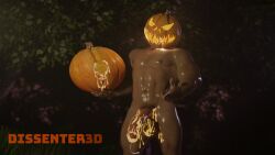 cum dissenter3d halloween jack-o'-lantern male_focus male_only penis pumpkin_fucking solo