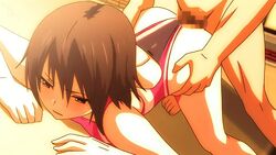 10s 1boy animated brown_hair censored female one-piece_swimsuit sex short_hair straight swimsuit toriko_no_kusari