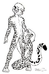 2boys anthro black_and_white duo erect_penis erection felid feline frank_gembeck furry genitals hand_on_thigh leopard lick licking licking_penis male male_focus male_only naked naked_male nipples nude nude_male on_knees penis snow_leopard standing testicles traditional_art traditional_media traditional_media_(artwork)