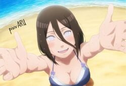 1girls accurate_art_style ai_generated alternate_hairstyle artist_name aru117 beach big_breasts bikini bikini_bottom bikini_top boruto:_naruto_next_generations breasts female female_only hyuuga_hanabi light-skinned_female light_skin long_hair looking_at_viewer nai_diffusion naruto naruto_(series) partially_submerged petite pixiv_username purple_eyes sand seaside shoulder_length_hair smile solo solo_focus stable_diffusion swimsuit upper_body water watermark