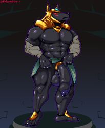 abs absurd_res accessory anthro armor balls biceps big_balls big_penis blush canid canine canis clothing cock_ring erection foreskin fur genitals hi_res humanoid_genitalia humanoid_penis jackal jewelry league_of_legends male male_only mammal muscular muscular_anthro muscular_male muscular_thighs nasus nipples nude paws pecs penis penis_accessory penis_jewelry presenting riot_games simple_background solo triceps vein velvetdraw