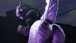 anthro ass big_ass big_butt bottomless butt clothing dragon extrachunkthis fortnite fortnite:_battle_royale hybrid_(fortnite) looking_at_viewer looking_back male male_only partially_clothed presenting presenting_hindquarters scalie smile video_games