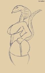 anthro bikini cobra coryhen_(artist) half_naked reptile scalie self_upload side_view sideboob snake snake_girl snake_hood snake_tongue tail thighhighs thong