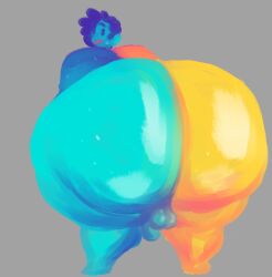 1boy big_ass big_butt blue_hair doodle femboy gammanaut gigantic_ass gigantic_butt huge_ass huge_butt male male_only presenting_hindquarters solo solo_male superchub