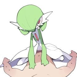 1boy1girl gardevoir generation_3_pokemon hands_on_chest human humanoid on_model pink_pussy pokémon_(species) pokemon pokemon_(species) red_eyes riding shocked_expression sweat youjomodoki