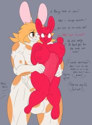 anthro breasts cum female hyper hyper_penis lagomorph male muscular sex size_difference slime stareo_(sona) stareostar tagme text