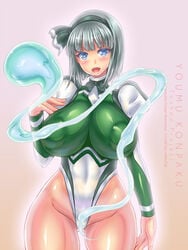 areolae breasts habutae_kyusetsu highres huge_breasts large_areolae leotard pubic_hair touhou youmu_konpaku