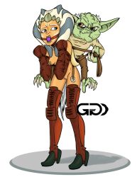 1boy 1girls ahsoka_tano alien alien_boy alien_girl alien_humanoid armbinder ball_gag blue_eyes bondage breasts claws clone_wars colalr duo eyes facial_markings female femsub full_body gag gagged genitals green_body green_skin heels horn humanoid interspecies larger_female lekku_(anatomy) lips long_ears long_fingernails looking_at_another looking_back male male/female maledom neckwear nipples nudity open_eyes orange_body partially_clothed plain_background pointy_ears puffy_nipples pussy sharp_fingernails sideboob simple_background size_difference small_dom_big_sub smaller_male standing star_wars submissive taller_female taller_girl tentacle_hair togruta unprofessional_behavior watermark white_background yoda yoda's_species